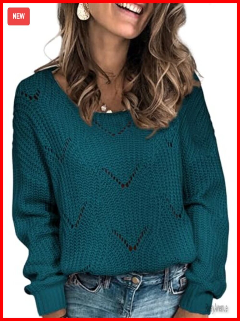 Womens Loose Knit Pullover Sweater Hollow Out Crochet Fall Winter